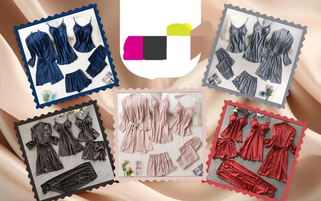 Silk Plain Comfortable And Lightweight Nightwear Set